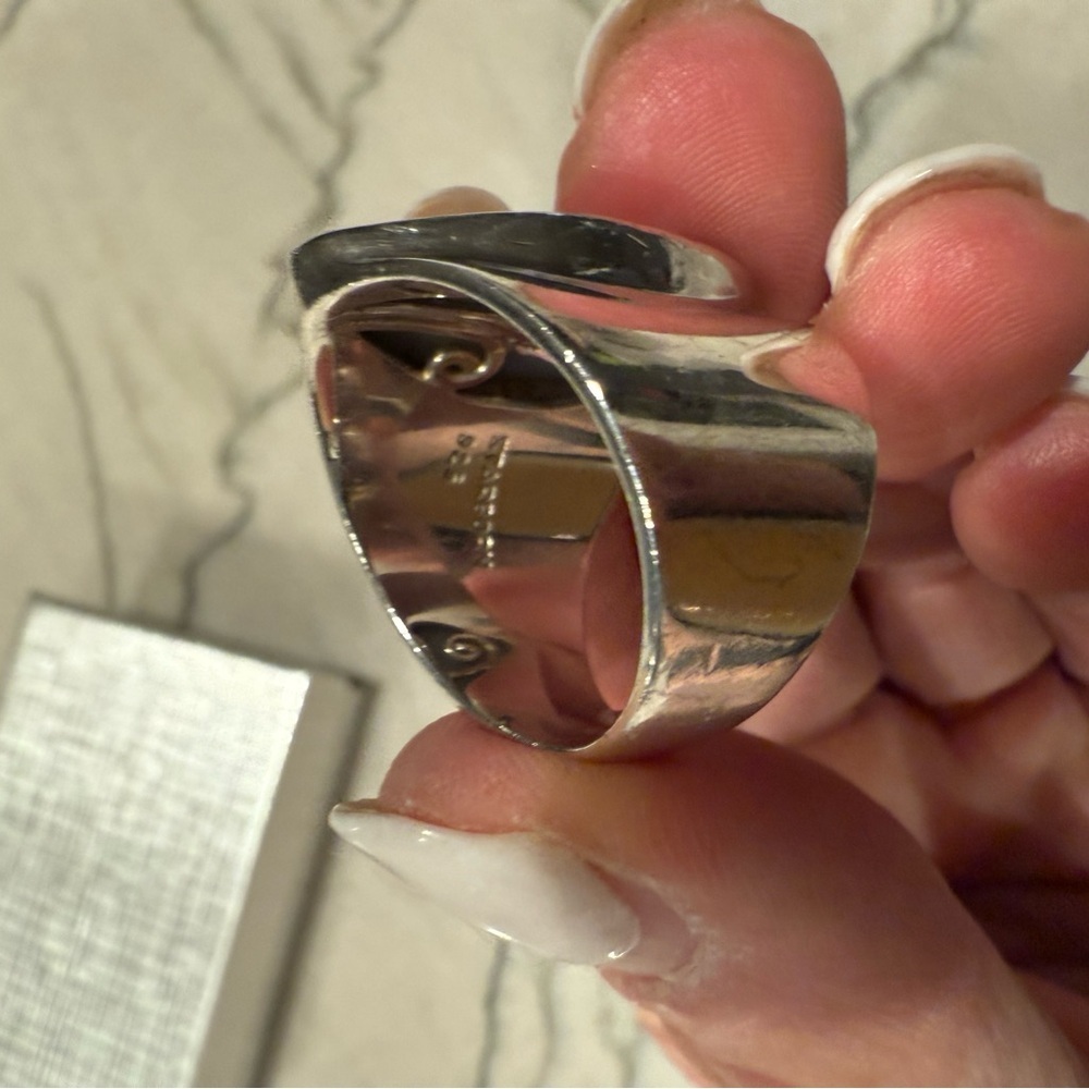 Sterling Silver and Druze Ring Signed by Artist - Picture 10 of 16